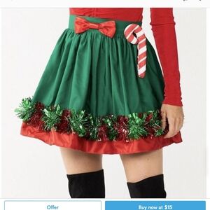 Love on a Hanger Green Skirt with Red Bow and Candy Cane